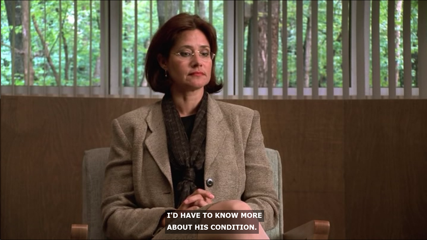 Tension: for me the tension begins when Tony asks Melfi what she thinks. 