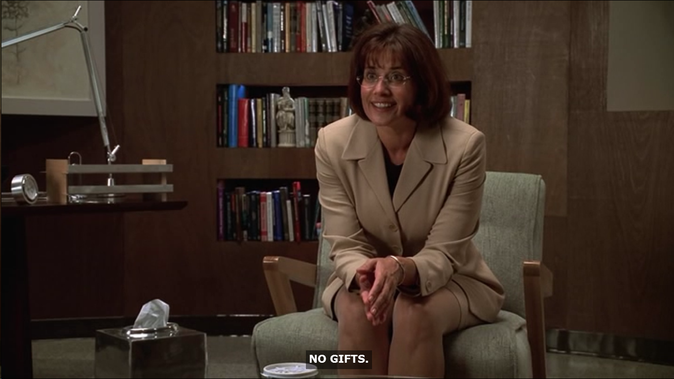Even when Melfi chides Tony, she’s gentle, which I’m certain only raises he...